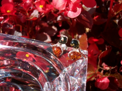 Amber Silver Earrings to stick ES1016